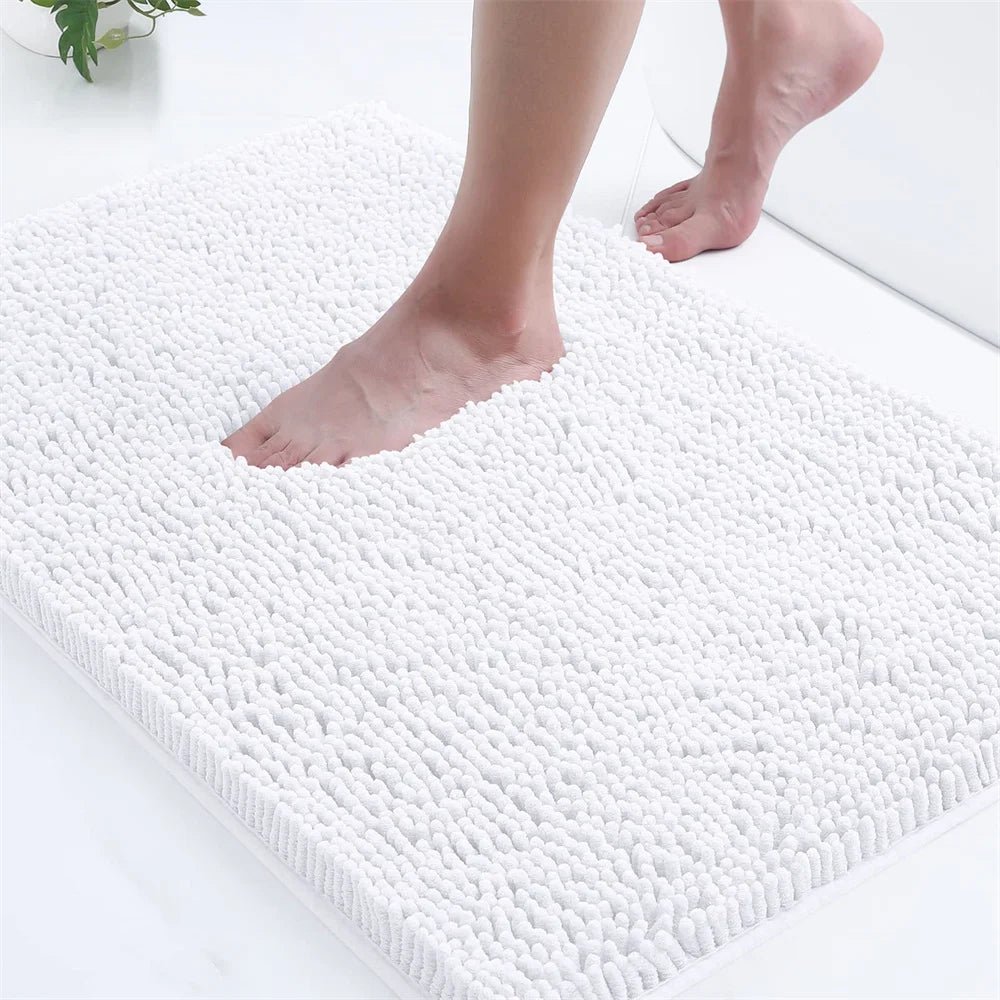 Navak Carpet Olanly Chenille Bathroom Rug Extra Soft Shaggy Bath Mat Non-Slip Bathroom Floor Mat Water Absorbent Plush Microfiber Rugs Shower