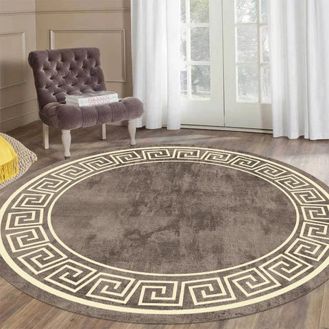 Navak Carpet Luxury Style Round Carpet Living Room White Black Green Marble Pattern Room Rugs Washable Non-slip Decor Floor Mats for Bedroom