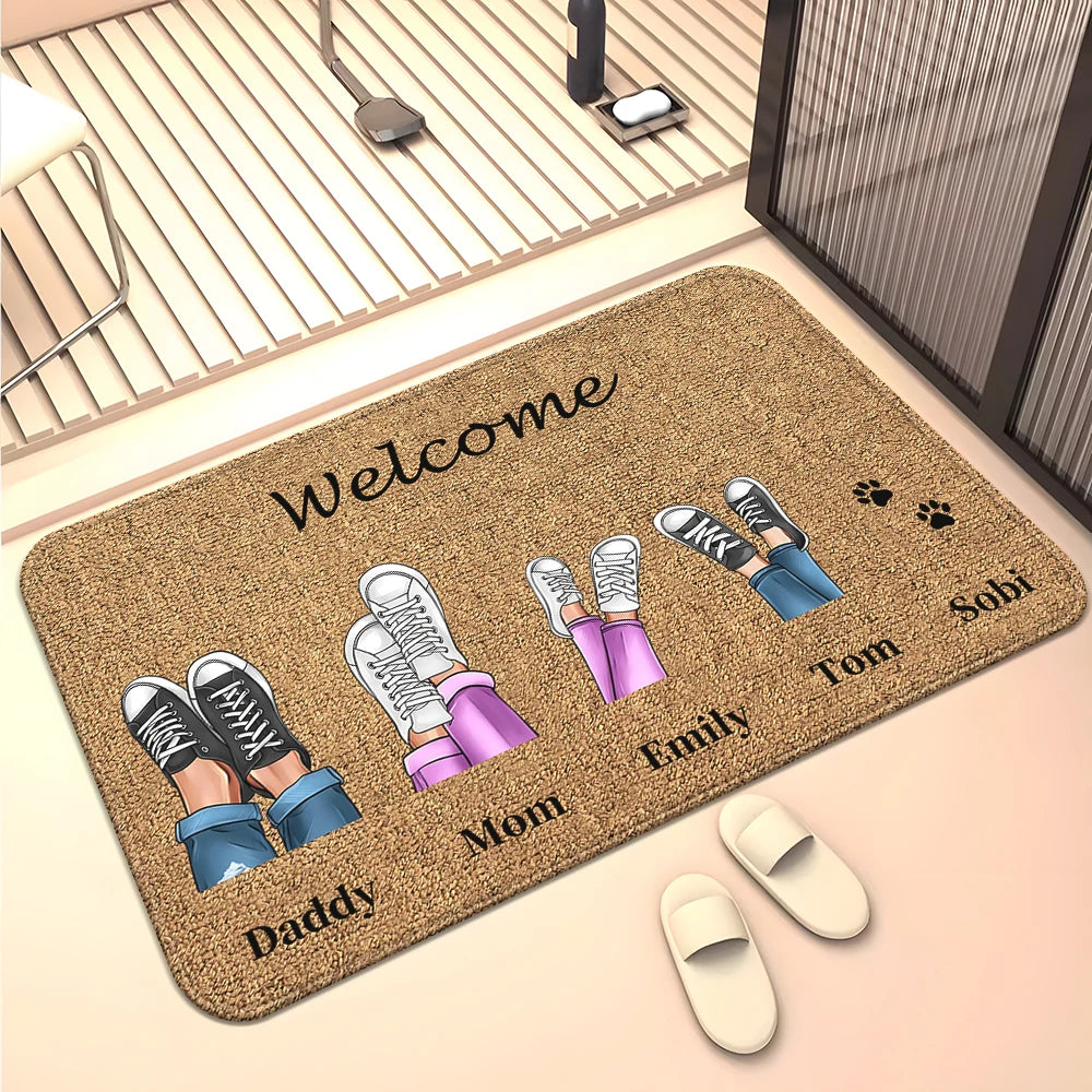 Navak Carpet Family Members Home Living Room  Sofa Door Mat Decoration Anti Slip Floor Mat Cute Rug  Door Mat Carpet  Area Rug  Kawaii Rug