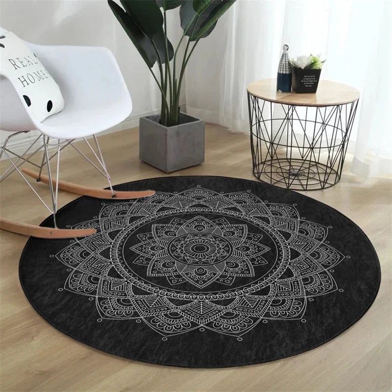 Navak Carpet Green Mandala Print Carpet Rug for Living Room Bedroom Bedside Non-slip Soft Rugs Coffee Table Carpets Lounge Foot Mat Washable