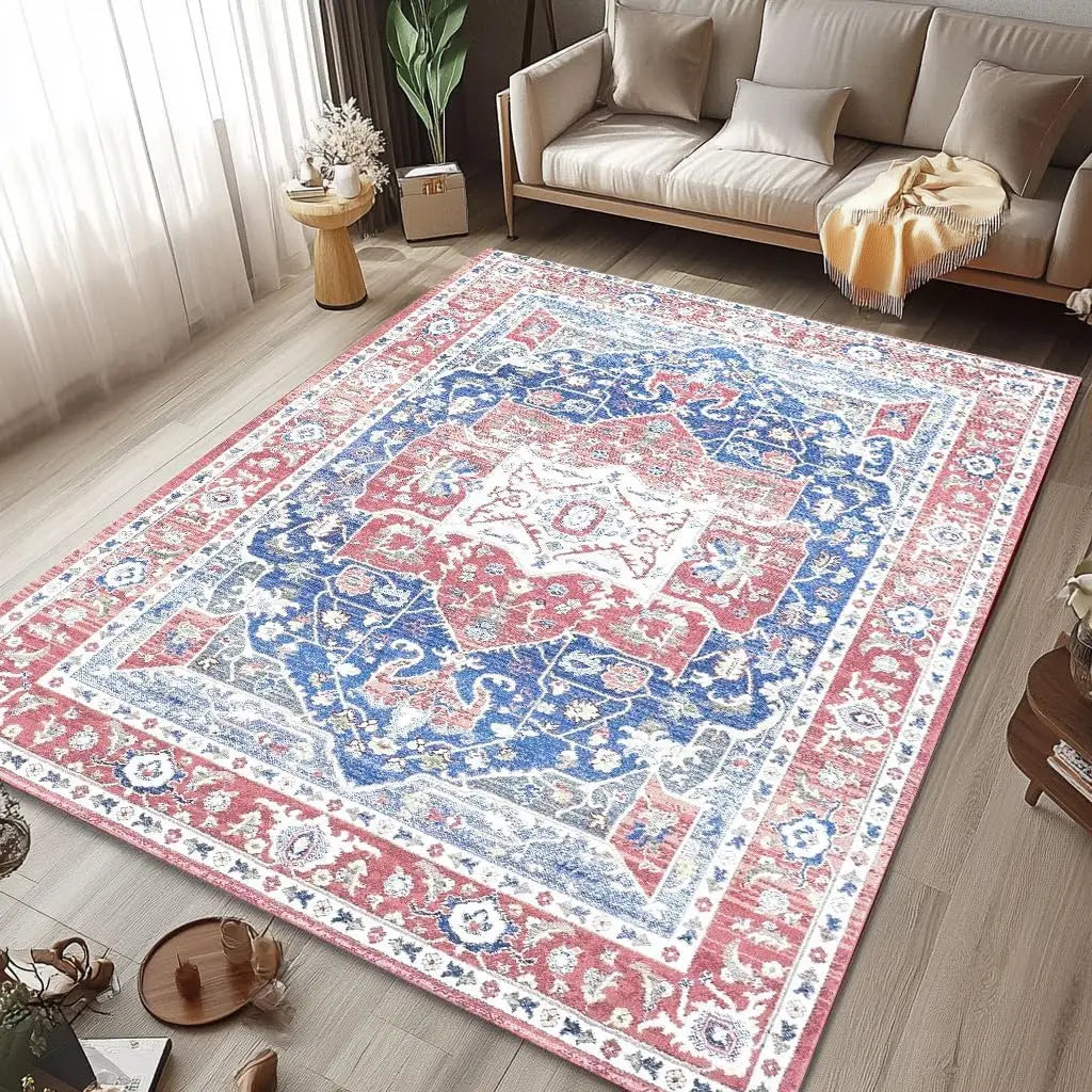 Navak Carpet Beige & Ivory Washable Flannel Area Rug Stain-Resistant & Non Slip, Home Decor Carpet, for High Traffic Areas in Living