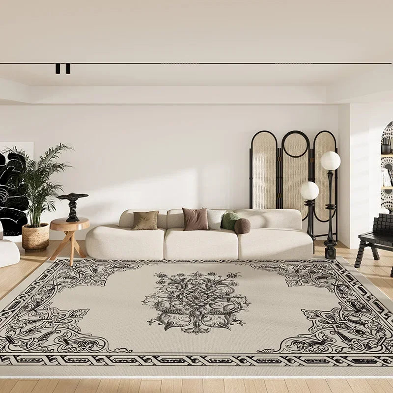 Navak Carpet French Retro Style Carpets for Living Room Large Area Bedroom Decor Plush Carpet Waterproof Bedside Floor Mat Anti-slip Soft Rug