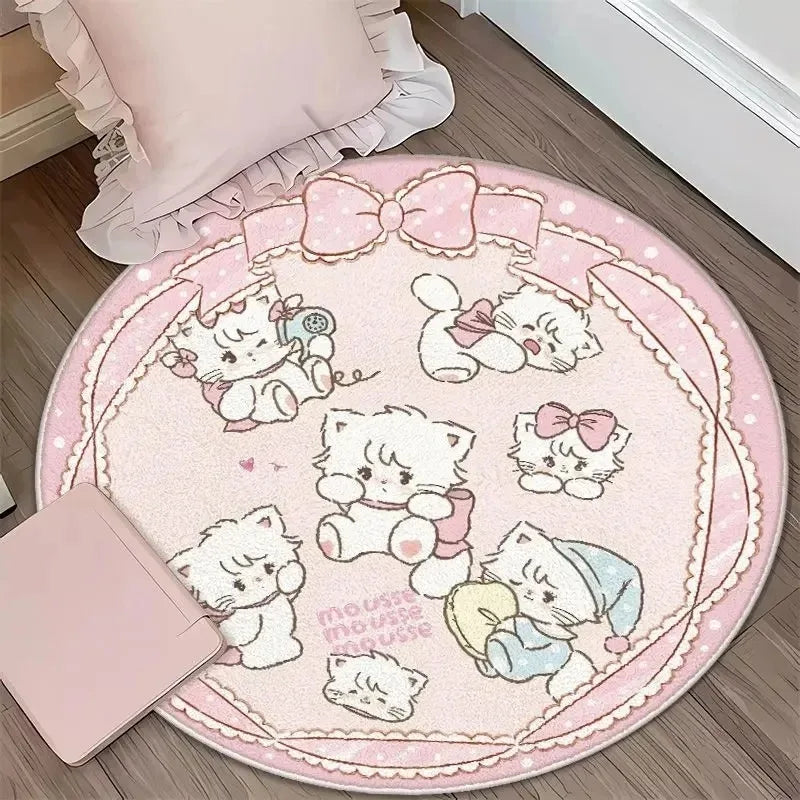 Navak Carpet Daily Picks DISNEY Kawaii Mikko Mousse Circular mat Souffle Cammy Latte cute Bedside Living Room bedroom Carpet Floor Decor Girls Rug