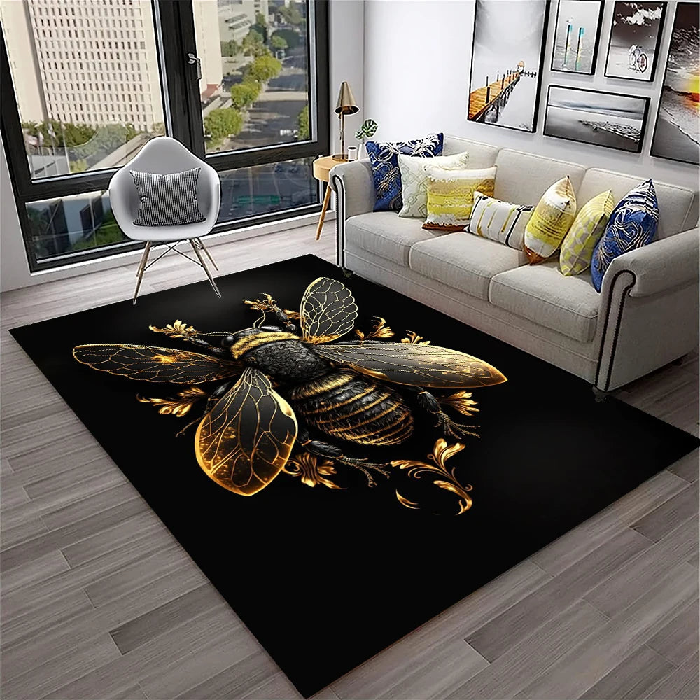 Navak Carpet Cute Bee HoneyBee Insect Cartoon 3D Carpet Rug for Home Living Room Bedroom Sofa Doormat Decor,kids Area Rug Non-slip Floor Mat