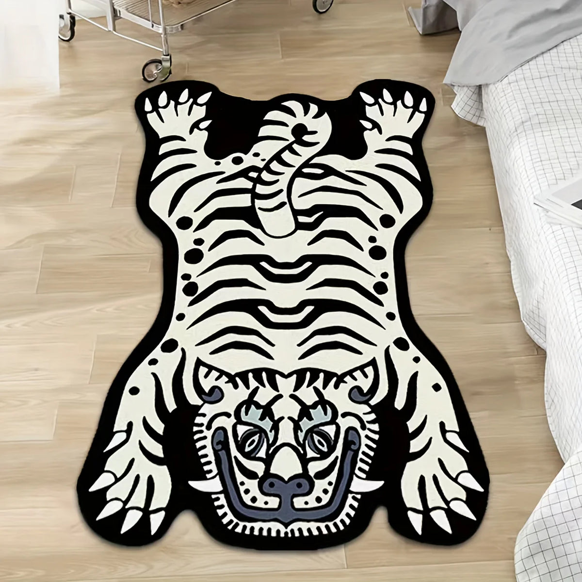 Navak Carpet Exclusive Picks Creative Curved White Tiger Rug - Durable And Easy To Clean - Room Side Rug, Bathroom Entrance Mat, Home Decoration