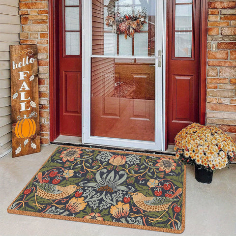 Navak Carpet Soft Symmetrical Floral Bird Welcome Doormat Home Decor Kitchen Hallway Balcony Rug Bedroom Floormat Bath Non-slip Mat Decor