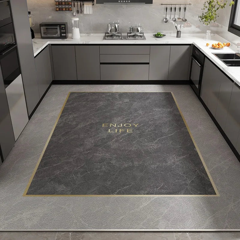 Navak Carpet Kitchen Floor Mat Waterproof Non-slip Oil-resistant Leather Carpet PVC Large Size Imitation Marble Geometric Rug Home Decora Mat