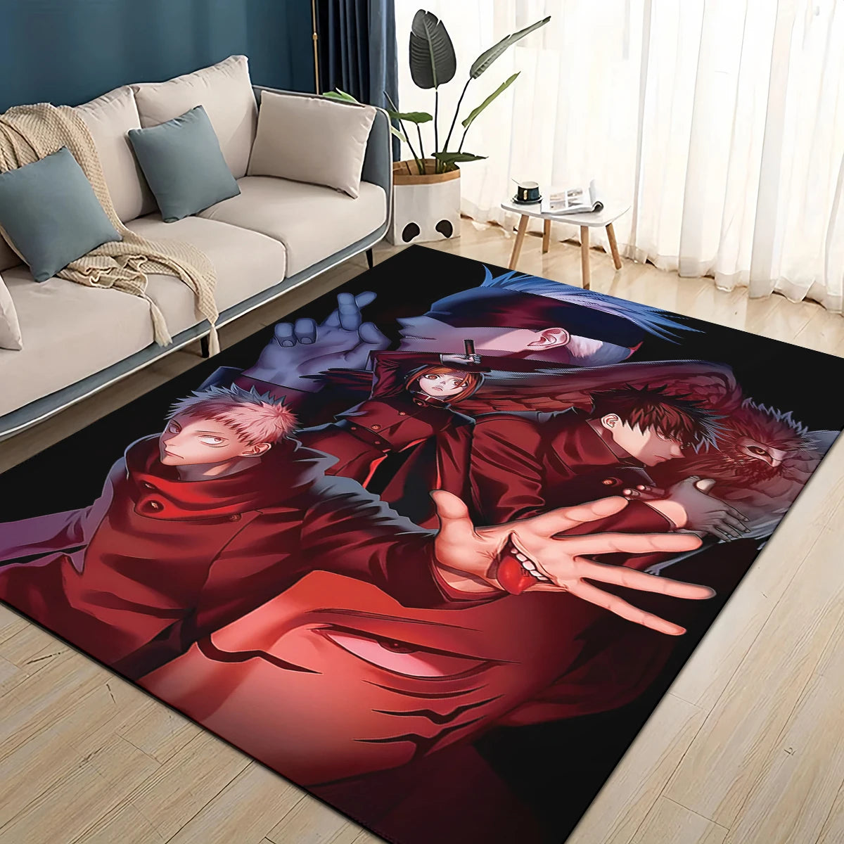 Navak Carpet 3D Cartoon Jujutsu Kaisen Anime Itadori Yuj Carpet Rug for Living Room Bedroom Home Sofa Decoration,kids Play Non-slip Floor Mat