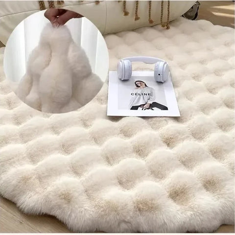Navak Carpet Faux Rabbit Carpet For Bedroom Hairy Fluffy Mat Washable Area Rug Shaggy Soft Christmas Decoration Luxury Sofa Mat Cushion
