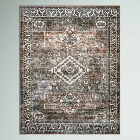 Navak Carpet Boho Area Rugs Washable Vintage Modern Neutral Large Flannel Carpet for Dinning Room Living Room Bedroom Farmhouse Non Slip Mat