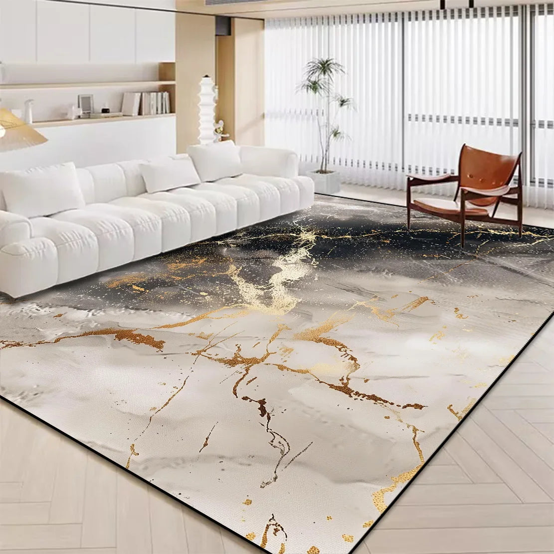 Navak Carpet Luxury White Marble Carpet for Living Room Nordic Gold Decoration Home Tapis Non-slip Washable Rugs for Bedroom Ins Floor Mat 러그