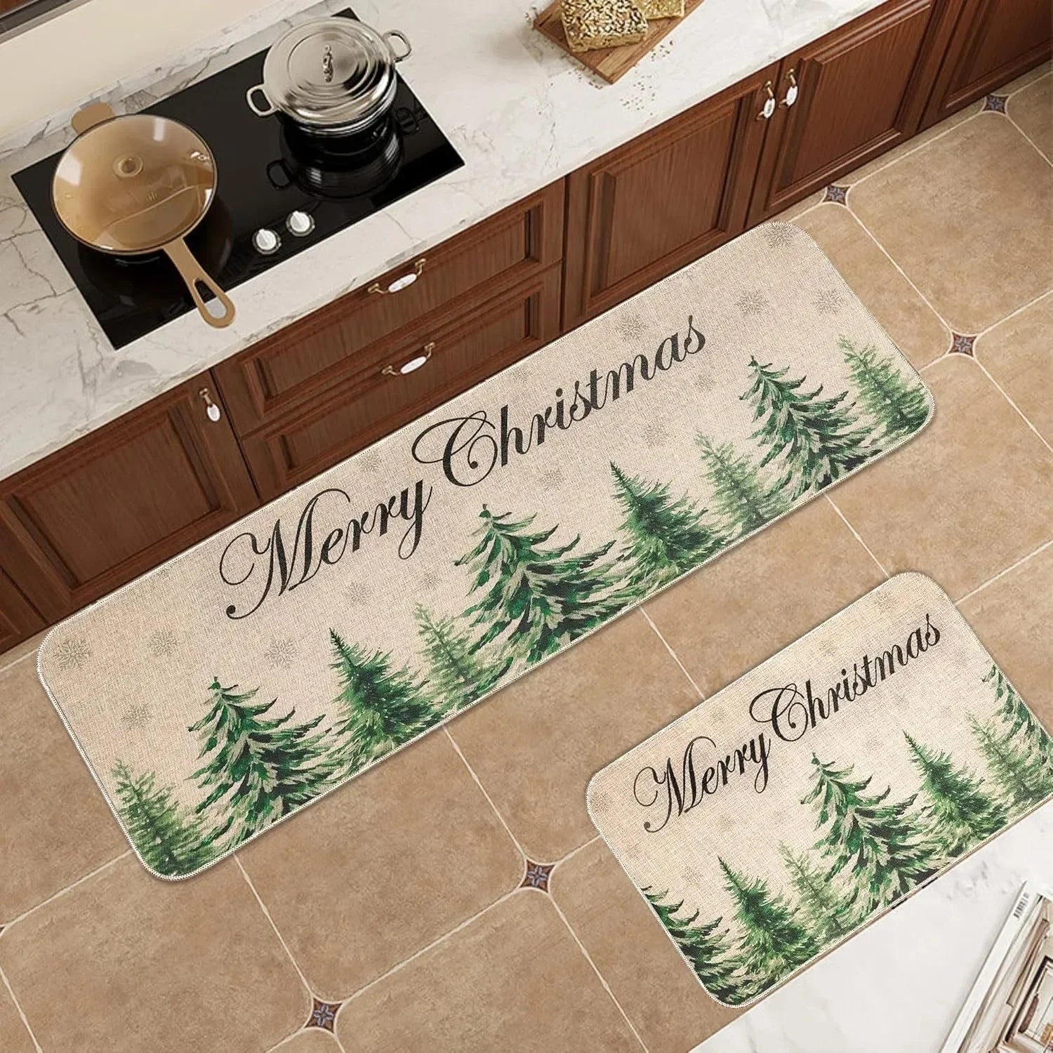 Navak Carpet Santa Claus print Christmas Long Strip Crystal Velvet Carpet Home Kitchen Bathroom Toilet Dirty Wear NonSlip Mat Home Decoration