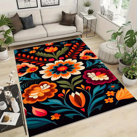 Navak Carpet Chic Floral Non-Slip Rug - Washable, Perfect for Indoor/Outdoor Decor in Living Room, Bedroom, Kitchen, Office, Cafe & Restauran