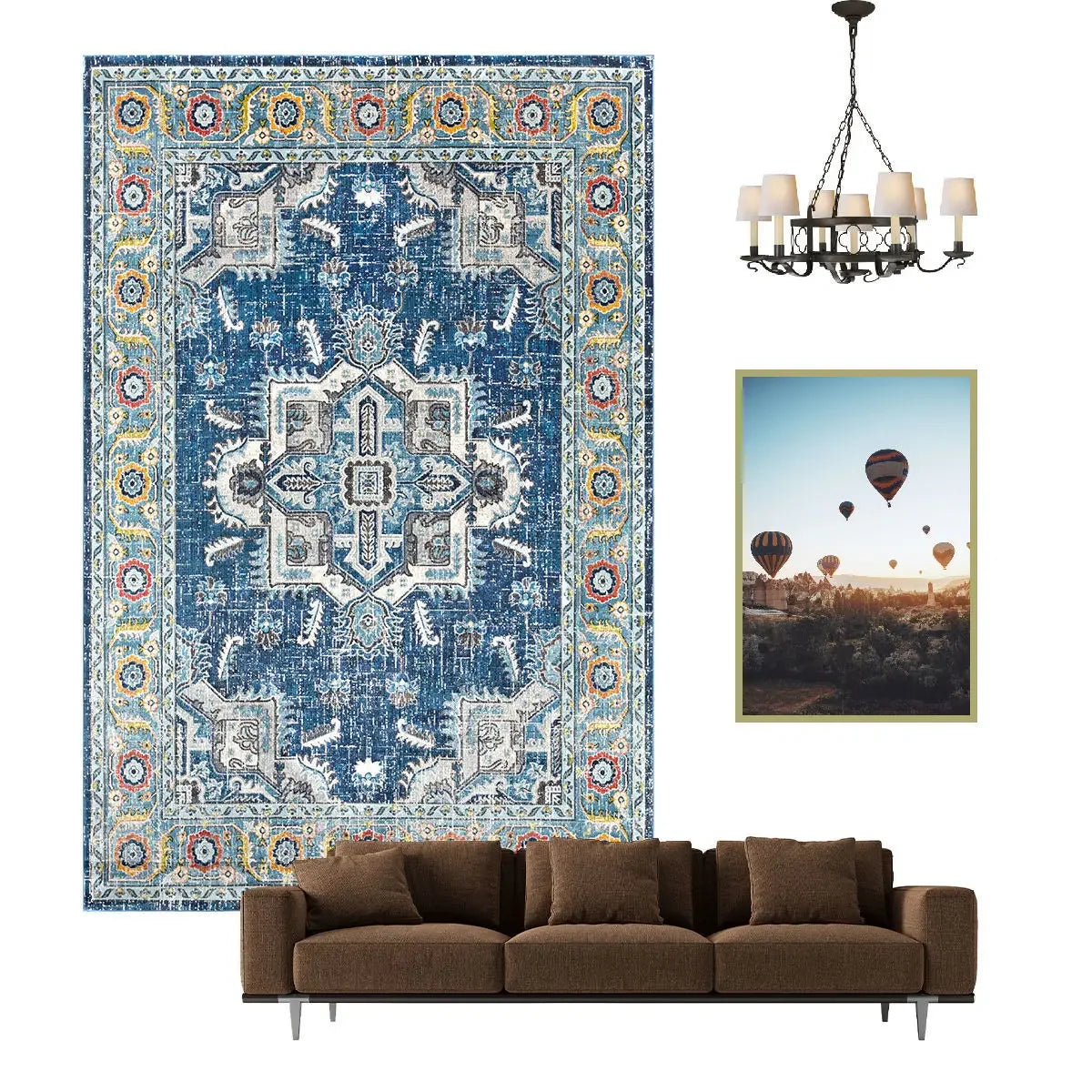 Navak Carpet Nordic Ethnic Style Retro Carpet Living Room Decoration Carpets Home Bedroom Non-slip Rug Persian Court Pattern Large Area Mat