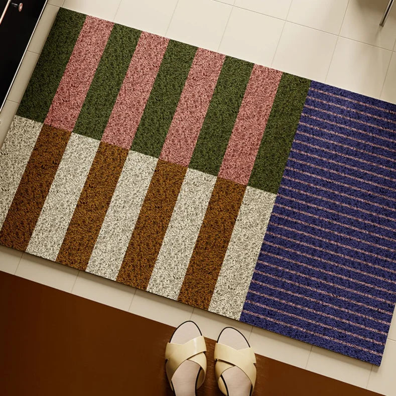 Navak Carpet PVC Grids Floor Anti Slip Pad Aesthetic Home Room Decor Geometric Bathroom Mat Soft Rug Bedroom Carpet Doormat