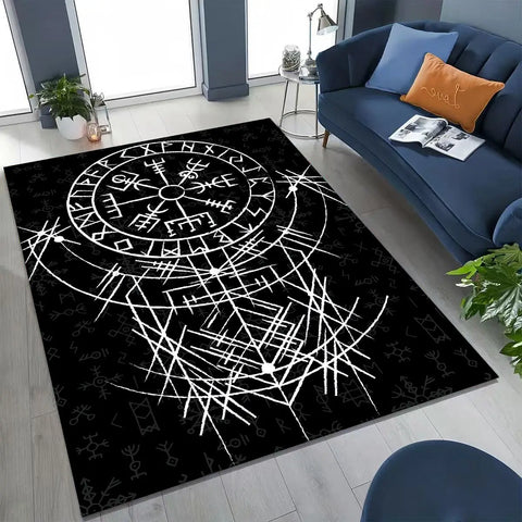 Navak Carpet Nordic Viking Warrior Symbol Valhalla Valknut Rune Moto Rug for Bedroom Living Room Sofa Home Doormat Decor,Non-slip Floor Mat