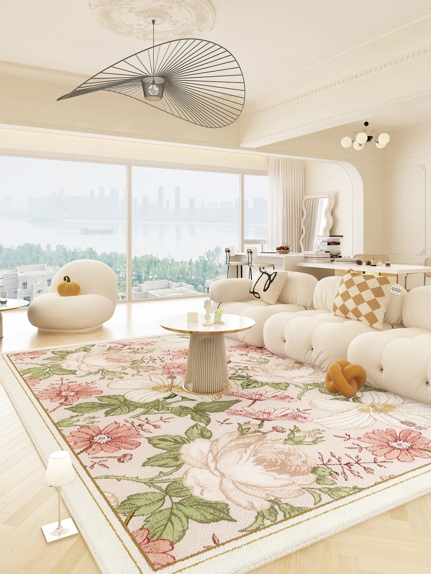 Navak Carpet French Style Bedroom Decor Plush Carpet Large Area Carpets for Living Room Home Fluffy Soft Floor Mat Thicken Washable Study Rug