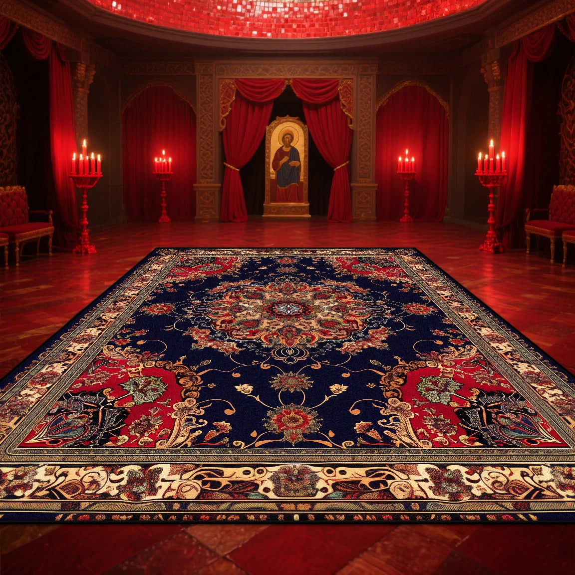 Navak Carpet Persian American Retro Carpet Large Area Living Room Decoration Home Ethnic Style Bedroom Rug Cloakroom Lounge Soft Mat Non-slip
