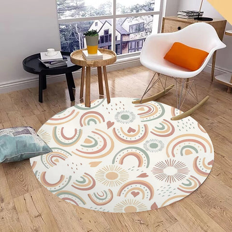 Navak Carpet Rainbow Round Carpet Washable Bedroom Rug Chair Swivel Floor Mat Bedroom Living Room Funny Children's Room Floor Mats