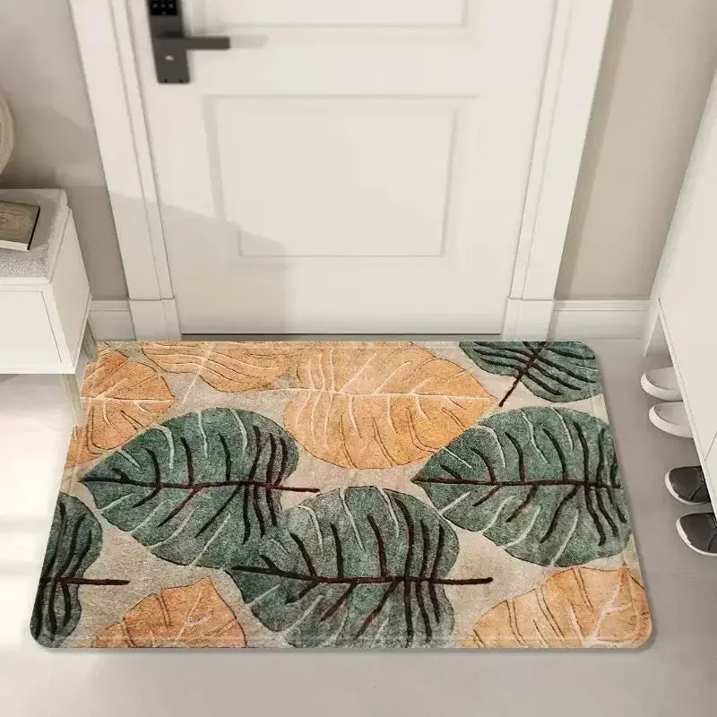 Navak Carpet Floral Leaves Welcome Door Mat for Home Entryways Decor Non-slip Bathroom Entrance Floor Carpet Kitchen Rugs Washable Doormat