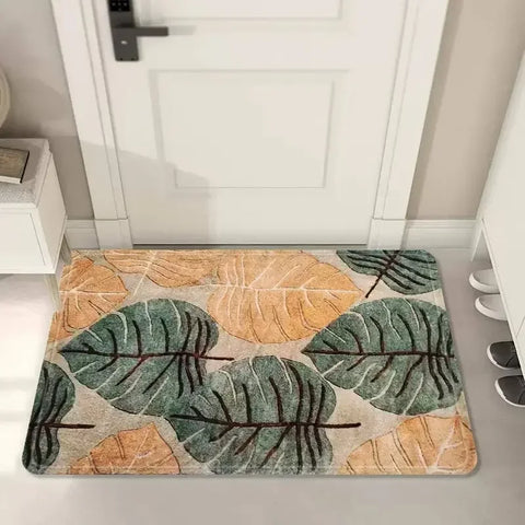 Navak Carpet Floral Leaves Welcome Door Mat for Home Entryways Decor Non-slip Bathroom Entrance Floor Carpet Kitchen Rugs Washable Doormat