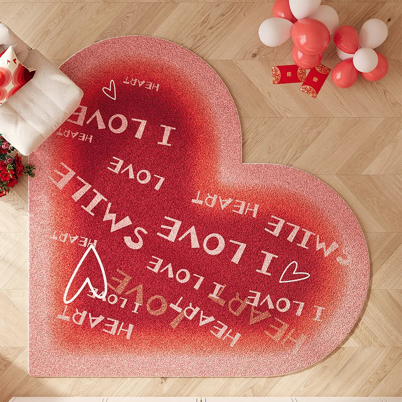 Navak Carpet Heart Shape Rugs for Bedroom Fluffy Soft Bedside Floor Mat Thick Plush Living Room Decoration Red Carpet Washable Cloakroom Rug
