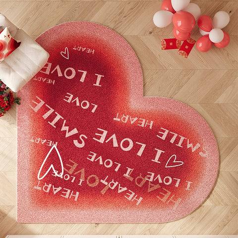 Navak Carpet Heart Shape Rugs for Bedroom Fluffy Soft Bedside Floor Mat Thick Plush Living Room Decoration Red Carpet Washable Cloakroom Rug
