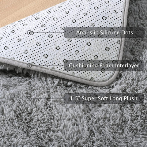 Navak Carpet Silky Plush Fluffy Carpet Soft Shaggy Sofa Area Rug for Living Room Bedroom Floor Mat Kids Play Cushion Home Decor Gray Beige