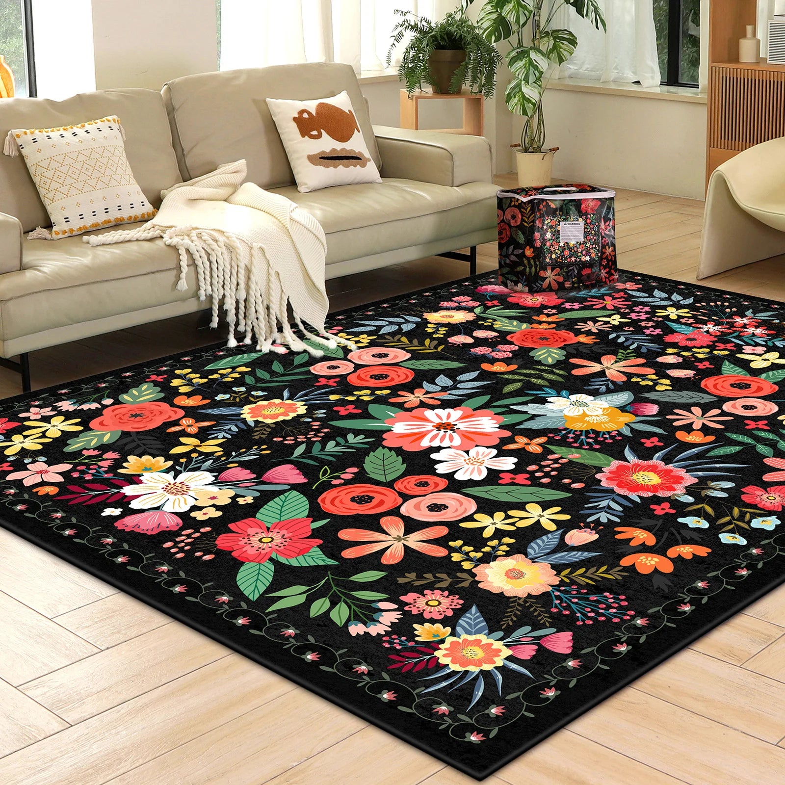 Navak Carpet 8' X 10' Area Rug Boho Washable Rug Non Slip Soft Carpet Low Pile Indoor Carpet for Bedroom Office Dining Room