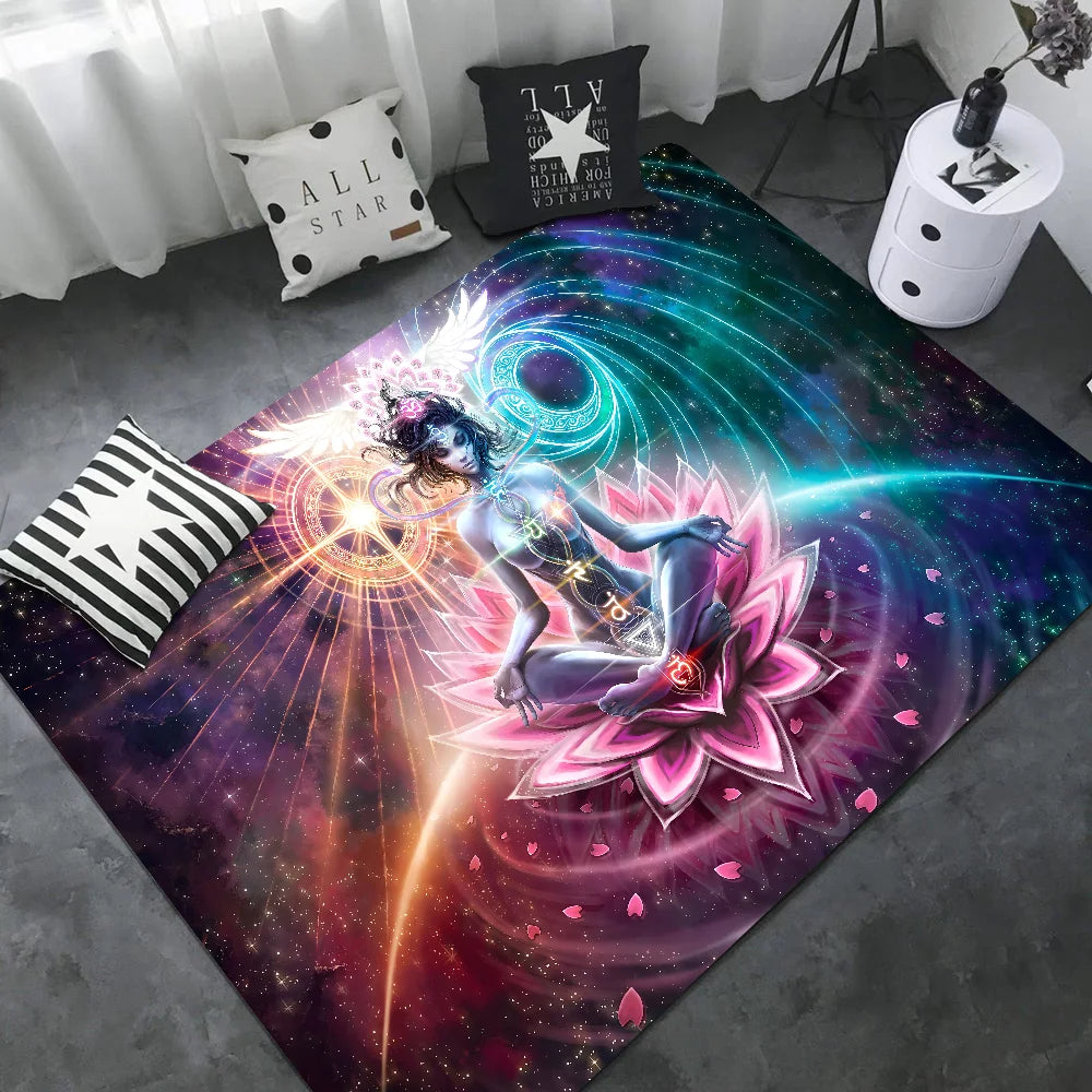Navak Carpet Rainbow 7 Chakra Mandala Bohemia Yoga Door Mat Washable Non-Slip Living Room Sofa Chairs Area Mat Kitchen Welcome Doormat