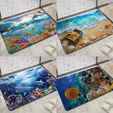 Navak Carpet Home decoration bedroom living room entrance entrance floor mat sea animal dolphin pattern kitchen bathroom absorbent carpet