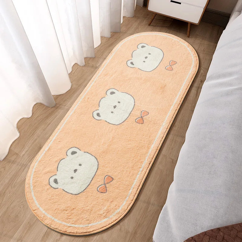 Navak Carpet  Cartoon Faux Lamb Wool Bedroom Bedside Rugs Lovely Rabbit Pink Bed Area Carpet Soft No Icy Feet for Girls Children Bed Room Rug