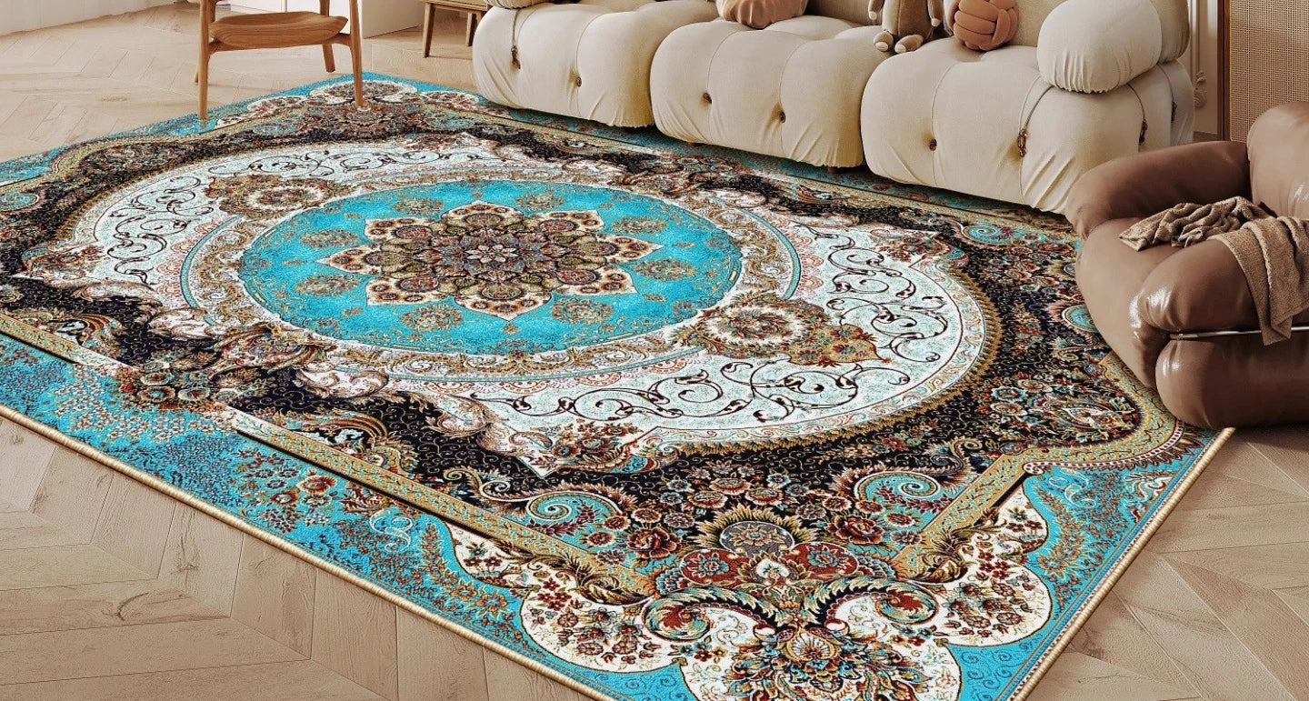Navak Carpet Ethnic Style Bedroom Decor Retro Carpet Light Luxury Carpets for Living Room Washable Lounge Soft Floor Mat Anti-slip Study Rug