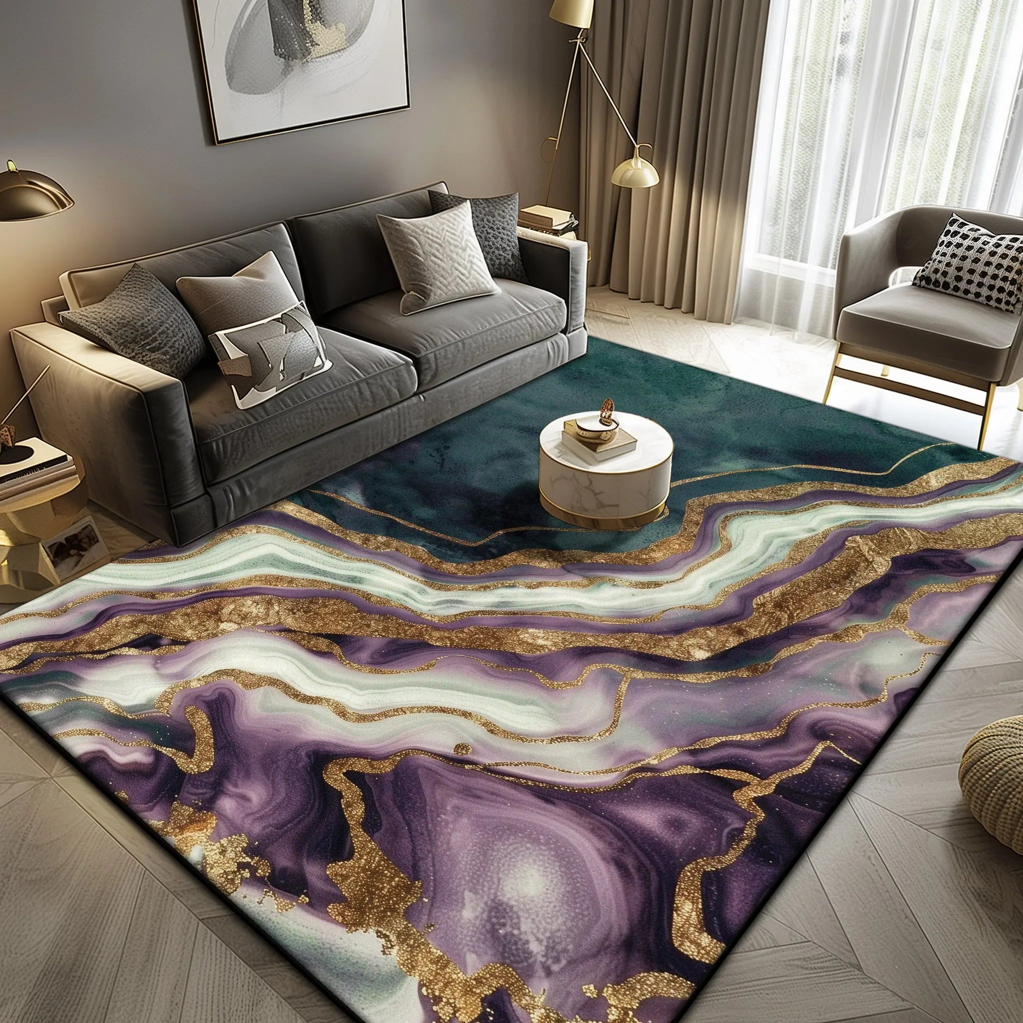 Navak Carpet Luxury Marble Large Area Rug Black Gold Abstract Carpet for Living Room Sofa Lounge Coffee Table Non-Slip Soft Floor Mat