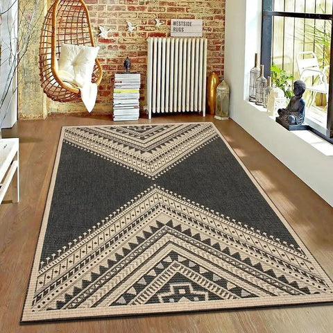 Navak Carpet Brown Geometric Living Room Carpet Nordic Minimalist Art Rug for Hotel Homestay Retro American Style Decor Non Slip Floor Mat