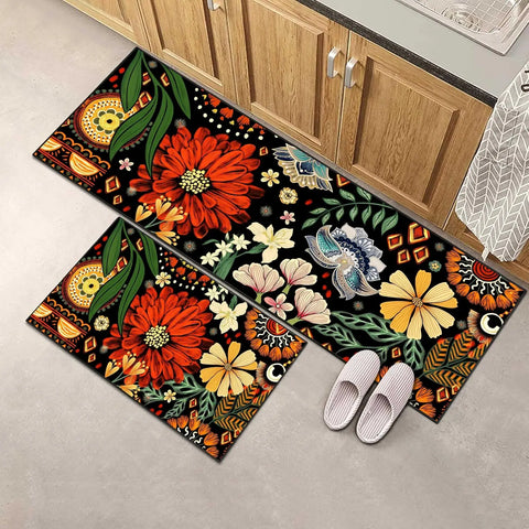 Navak Carpet Exclusive Picks 2pc Summer Flower Carpet Set Home Decoration, Anti-Slip, Stain-Resistant And Washable Floor Mat, Bathroom Indoor Rug