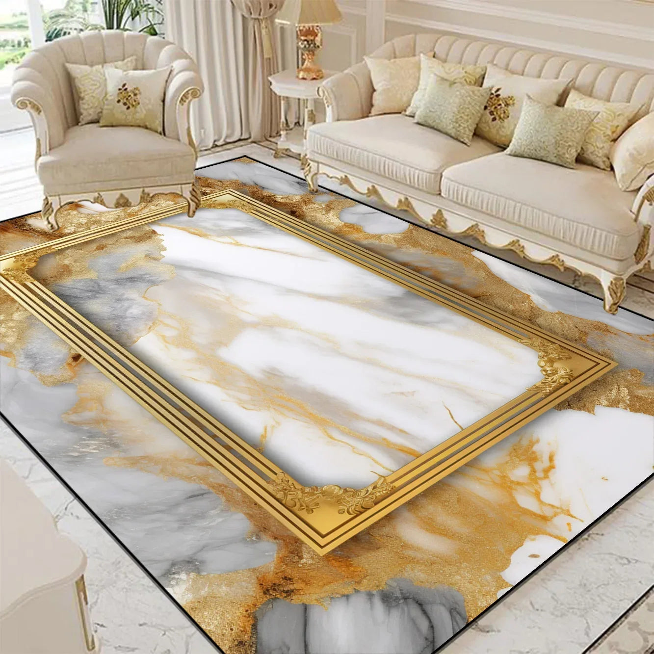 Navak Carpet Luxury Style Living Room Large Area Rug Home Room Decor Floor Mats Lounge Sofa Coffee Non-slip Carpet Bedroom Cloakroom Washable