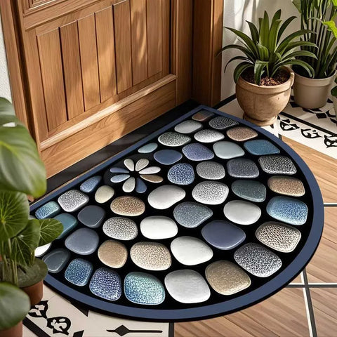 Navak Carpet Non Slip Half Round Doormat Flower Floral Absorbent Welcome Rugs Washable Door Mat Entrance Mat Indoor Outdoor
