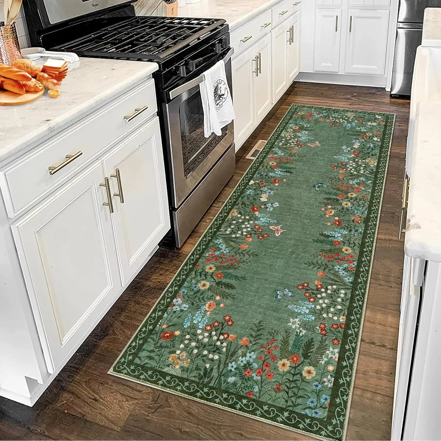 Navak Carpet Boho Washable Rugs for Entryway Floral Area Rug for Bedroom, Non Slip ,Soft Indoor Carpet forLiving Room Kitchen Laundry Foyer