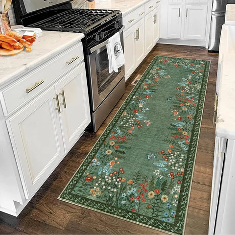Navak Carpet Boho Washable Rugs for Entryway Floral Area Rug for Bedroom, Non Slip ,Soft Indoor Carpet forLiving Room Kitchen Laundry Foyer