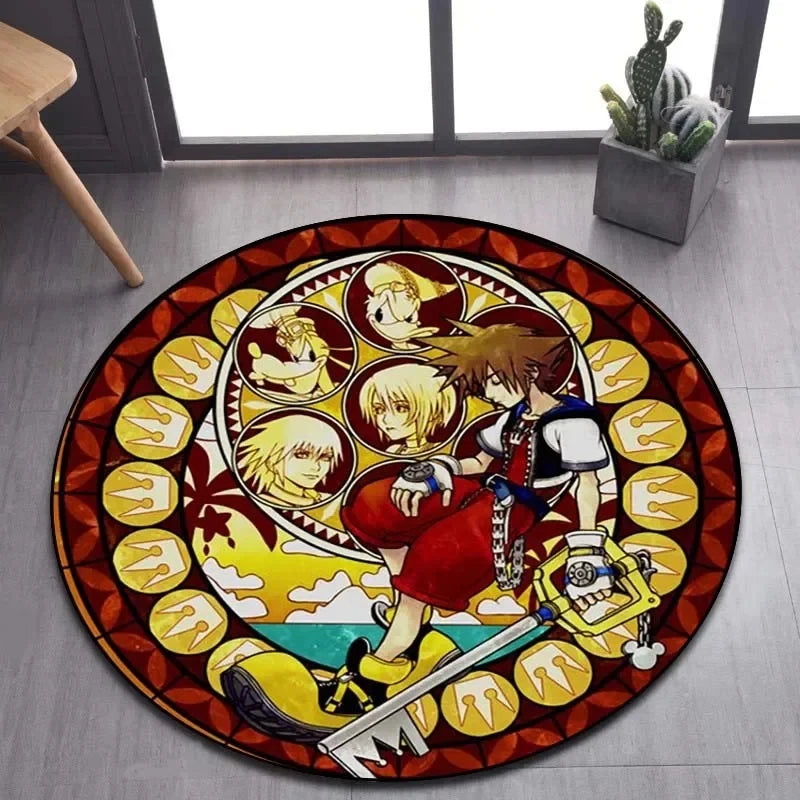 Navak Carpet Daily Picks DISNEY Kingdom Hearts Cartoon Pattern Area Rug Round Floor Mat Kid Living Room Carpet Bathroom Kitchen Doormat Decorate