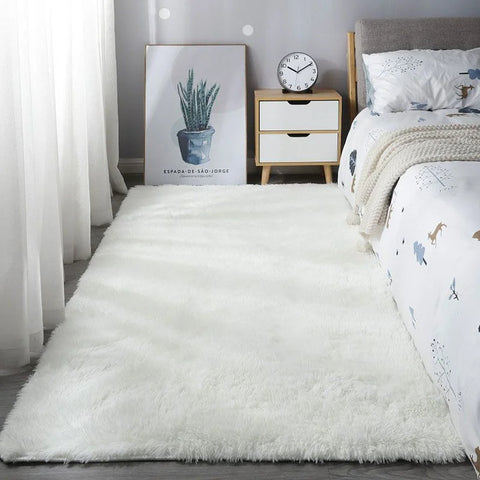 Navak Carpet Shaggy Area Gray Rug For Living Room Super Soft Long Pile Bedroom Carpet Non-Slip Children's Home Decor Fluffy Bedside Floor Mat