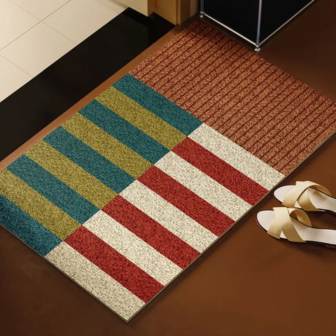 Navak Carpet PVC Grids Floor Anti Slip Pad Aesthetic Home Room Decor Geometric Bathroom Mat Soft Rug Bedroom Carpet Doormat