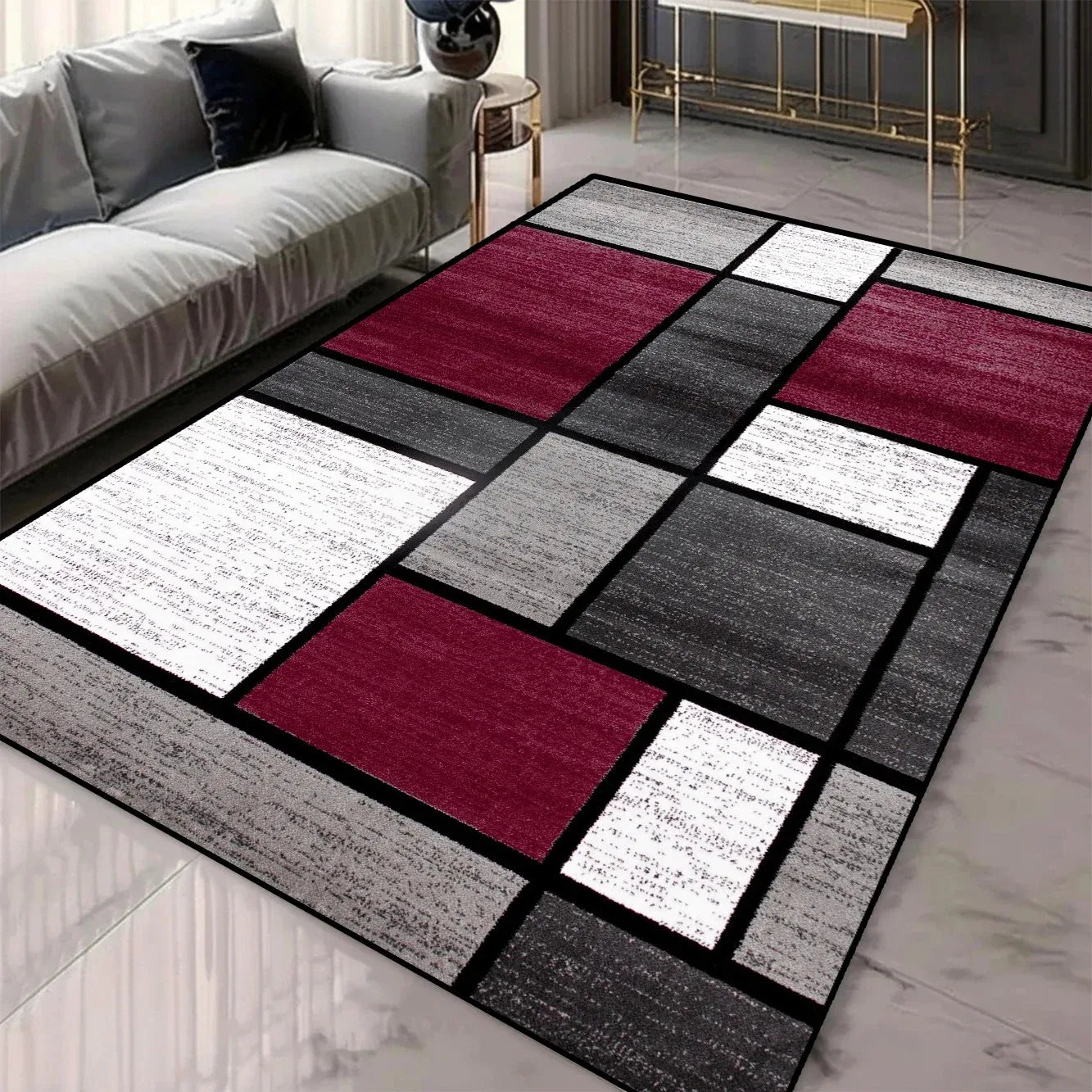 Navak Carpet Geometric Pattern 3D Area Rugs for Living Room and bedroom decor Washable Carpets with Non-slip Backing European Inspired Mats