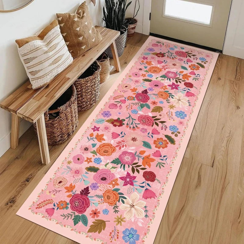 Navak Carpet Bohemian Style Carpets for Living Room Flower Pattern Bedroom Decor Carpet Thick Washable Lounge Floor Mat Fluffy Soft Study Rug