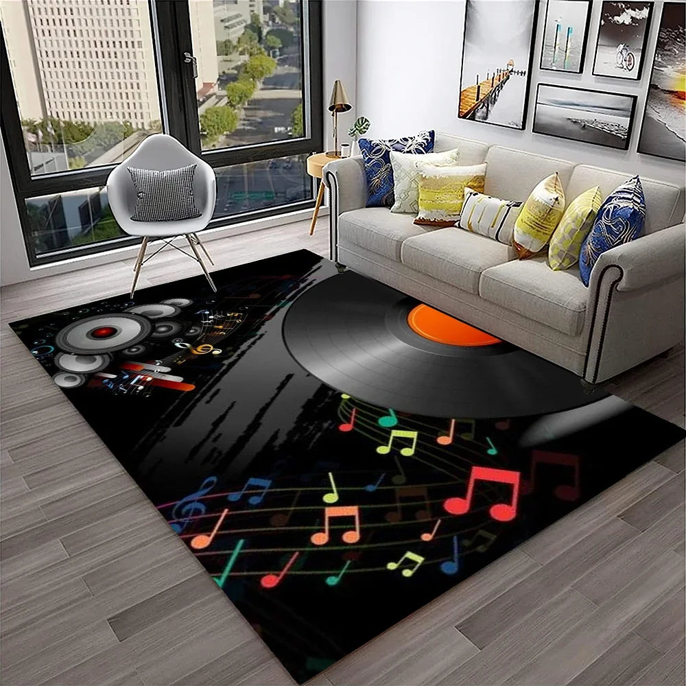 Navak Carpet 3D Retro Vinyl Record Music Art Carpet Rug for Home Living Room Bedroom Sofa Doormat Decor,Kid Play Area Rug Non-slip Floor Mat