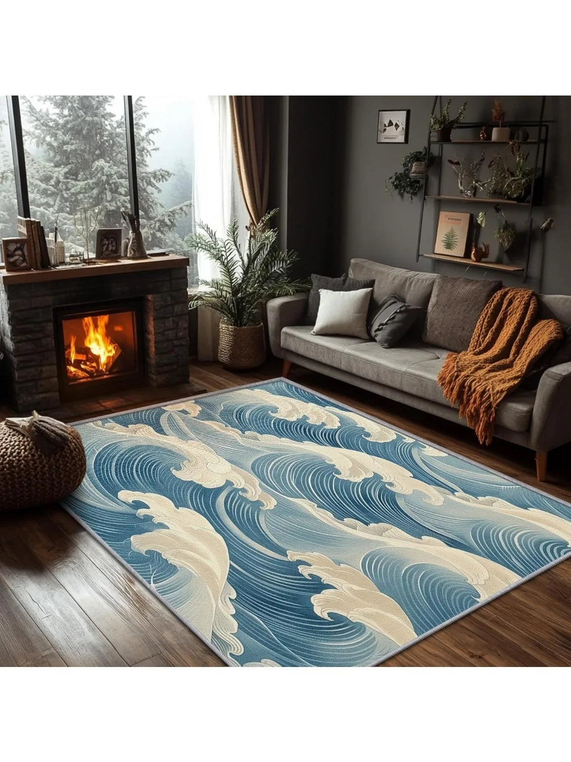 Navak Carpet Great Wave Rug - Japanese Hokusai Area Rug Ocean Wave Rugs Asian Oriental Carpet - Great  Home Decor