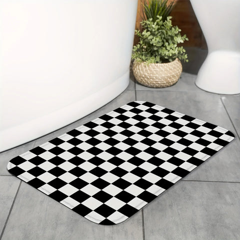 Navak Carpet Black White Check Kitchen Mat Home Decor Non-slip Hallway Balcony Rugs Laundry Rooms Entrance Door Mat Bathroom Foot Pad