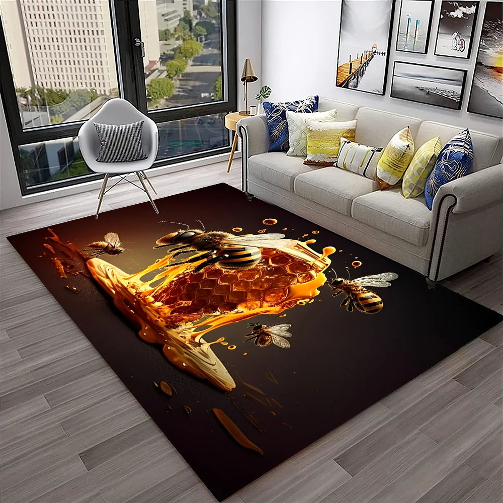 Navak Carpet Cute Bee HoneyBee Insect Cartoon 3D Carpet Rug for Home Living Room Bedroom Sofa Doormat Decor,kids Area Rug Non-slip Floor Mat