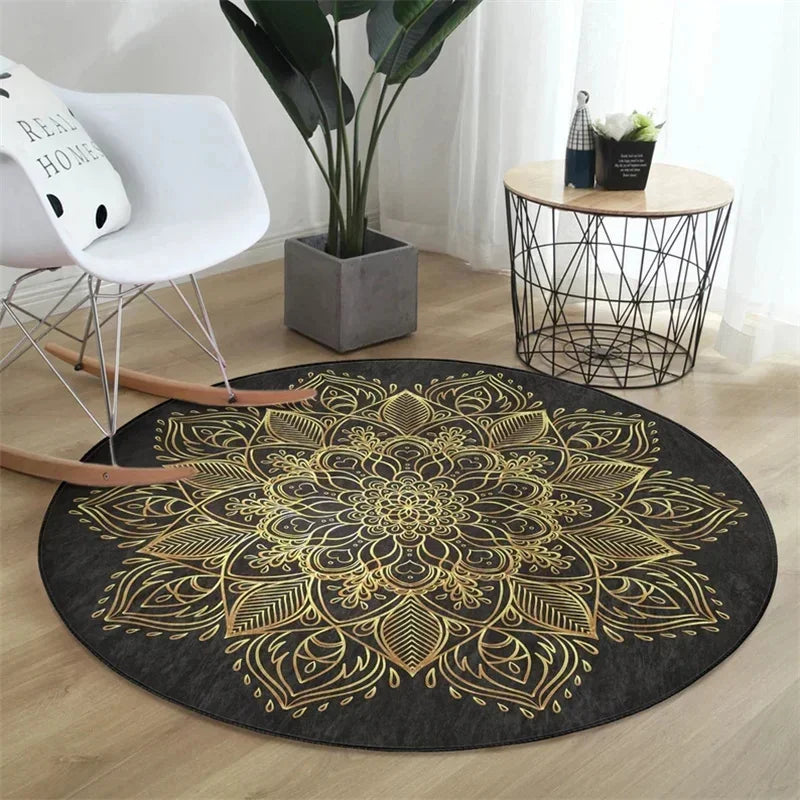 Navak Carpet Green Mandala Print Carpet Rug for Living Room Bedroom Bedside Non-slip Soft Rugs Coffee Table Carpets Lounge Foot Mat Washable